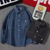 Camisa de Mezclilla Ligera Madura de Gama Alta Estilo Coreano Ropa de Trabajo Manga Larga para Hombre Camisa Elegante Top Trendy Yuppie Británico para Hombre