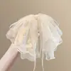 Grampo de rabo de cavalo suave em rede estilo coreano para mulheres, presilha de cabelo de fita floral de alta qualidade, presilha de tubarão estilo preguiçoso com laço, acessório de cabelo