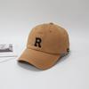 Gorra de béisbol de algodón estilo japonés con visera grande y sencilla con letra R para mujer, primavera y verano, estilo coreano, moderna gorra de béisbol de calle para hombre.