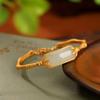 Um Veado Prata Prata Esterlina S925 Banhado a Ouro Jade Hetian Retrô Marca Nada Pulseira de Bambu Simples Elegante Pulseira Joker