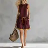 Conjunto de dos piezas de moda para mujer 2026, transfronterizo europeo y americano, superventas, con bloques de color, top sin mangas y shorts casuales holgados con cordón