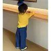 Conjunto de Otoño para Niña 2025 Nuevo Conjunto de Otoño Infantil Sudadera de Color Sólido para Bebé Niña Pantalones de Mezclilla de Lunares Modernos