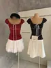 Wgwe8864 Guangzhou Shisanxing Moda Feminina Verão Novo Poá Gola Quadrada Laço Manga Curta Top Estilo Curto