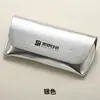 Siyu Produce Estuche para Gafas de Cuero Texturizado Plateado, Caja Portátil Anti-Rayaduras para Guardar Gafas, Modelo Personalizado de Marca