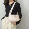 Padrão Lichia Moda Couro Genuíno Bolsa Feminina Atacado Transfronteiriço Cor Sólida Bolsa Sela Feminina Design de Nicho Couro Bovino de Primeira Camada Bolsa de Peito