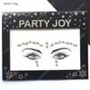 Adesivos de Tatuagem Transfronteiriços, Adesivos Faciais de Resina Natural, Adesivos Faciais de Strass, Maquiagem Personalizada para Festas de Dança