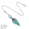 Colgante de péndulo de cristal natural, color plata vintage, piedra triturada multicolor, cono hexagonal, meditación yoga, cristal de meditación de frecuencia ajustable