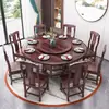 Nova Mesa de Jantar Chinesa Australiana de Madeira de Galho Ácido 8/10 Mesa Redonda de Madeira Maciça com Prato Giratório Mesa de Jantar Simples 1,6/1,8 M