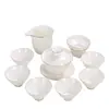 Ante Jade Blanco Porcelana Kung Fu Juego de Té Hogar Oficina Tetera Tapa Tazón Taza de Té Cerámica Gama Alta Lujo Ligero Regalo