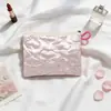 Ins Cartera Cero Portátil Bolso de Mano Acolchado Corazón Plateado Billetera para Monedas Almacenamiento Diario Bolsa de Higiene