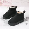 Botas de neve para mulheres, que aumentam a altura, forradas com fleece, espessadas 2026, novas para outono e inverno, antiderrapantes, com sola grossa, sapatos de algodão do Nordeste, impermeáveis, tamanho grande