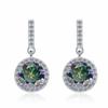 Pendientes Coloridos de Moissanita, Populares en Europa y América, Forma Redonda, Lujo Ligero, Sensación de Alta Gama, Pendientes de Plata de Ley S925, Pendientes de Piedras Preciosas de Colores al por Mayor