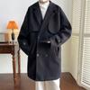2022 outono e inverno novo trespassado lã comprimento médio casaco de lã masculino trench coat solto casaco longo