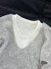 Suéter Camada Cor Color Block Gola U Profunda Gola Redonda Lã Pura Feminino Estilo Solto e Casual Falso Duas Peças