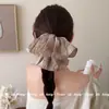 Pinza para el Cabello de Tela Tie-Dye Vintage Estilo Francés para Mujer, Elegante Pinza para Cola de Caballo con Acabado de Alta Gama, Accesorio para el Cabello de Color Sólido para la Parte Trasera de la Cabeza