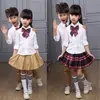 Conjunto de Peça Única Camisa de Manga Longa Calças Saia Curta Primavera e Outono Estilo Universitário Camisa Britânica Roupa Infantil Meninos e Meninas Uniforme Escolar Roupa de Classe