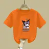 2351# Camiseta de Manga Curta para Meninas 2025 Novo Verão Algodão Puro Roupas de Cima Estilosas para Crianças Maiores e Meninas Pequenas Roupas de Verão Infantis