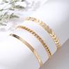 Conjunto de Tres Piezas Transfronterizo Europeo y Americano de Cadena Plana de Serpiente y Espiga de Trigo, Joyería para el Tobillo para Mujer, Accesorios Versátiles Personalizados de Acero Inoxidable, Venta al por Mayor desde el Fabricante