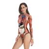 Fiesta de Rendimiento de Noche de Halloween Traje de Baño de Una Pieza con Estampado de Tejido Corporal B120-045