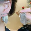Pendientes de Plata con Baño de Oro Real de 14K, Aguja de Plata, Borla de Zirconia, Pendientes de Diseño Exquisito de Nicho, Pendientes de Lujo Ligero y de Gama Alta