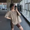 [Personalizado] Conjunto de Roupas de Yoga de Manga Curta para Esportes e Fitness de Verão, Solto, para Perder Gordura, Tamanho Grande, Secagem Rápida, Cobre o Bumbum, Comprimento Médio