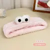 Faixa de Cabelo de Pelúcia com Olhos Grandes e Velcro para Lavar o Rosto e Aplicar Máscara, Faixa de Cabelo Especial Sem Marcas, Tiara Fofa, Acessório de Cabeça