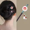 Pasador de Pelo de Rosa Nuevo Borla China de Estilo Nicho Temperamento Diario Hanfu Pasador de Madera Paso Oscilante Falda de Cara de Caballo Accesorios para Mujer Sentido de Gama Alta