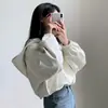 Chaqueta corta de cuero con capucha chic coreana para mujer, nuevo estilo de otoño, top holgado y adelgazante 18333