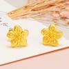 Aretes de Flores de Oro Arena Vietnamita que No se Desvanecerán por Mucho Tiempo, Aretes de Perlas de Imitación para Mujer, de Alta Gama, Lujo Accesible, Joyería Artificial de Nicho