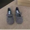 Sapatos Rasos Brisa da Noite, Sapatilhas de Ballet, Sapatos Mary Jane com Laço Francês, Sapatos Femininos para o Início da Primavera para Combinar com Saias, Sapatos Vermelhos de Solado Macio