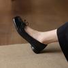 Zapatos Planos de Cuero Genuino Retro de Primera Capa con Lazo y Boca Baja para Mujer Diseño de Nicho Mary Jane de Una Sola Tira con Tacón Bajo para Mujer