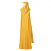 2025 Comércio Exterior Transfronteiriço Atacado Verão Novo Europeu Slim Fit Simples Fita Gola Halter Cintura Exposta Vestido