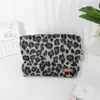 Bolsa de Cosméticos de Felpa con Estampado de Leopardo Retro para Mujer, Bolso de Mano Portátil, Neceser de Viaje de Gran Capacidad