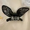 2026 Clip para el Cabello de Encaje Negro Estilo Lujo Ligero con Orejas de Conejo Tamaño Pequeño Clip para el Cabello de Gama Alta Estilo Coreano Pasador de Moño Versátil para Mujeres