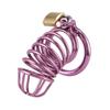 Anillo de castidad de metal morado con cerradura para pene, juguete sexual para adultos.