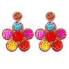 Pendientes de cuentas transfronterizos de Europa y Estados Unidos, pendientes de flores de colores, pendientes de moda hechos a mano de estilo nacional al por mayor
