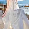 Lindo e Deslumbrante Vestido de Praia de Verão para Mulheres, Vestido com Alça Halter Costas Nuas para Férias na Beira-Mar, Tie-Dye Damasco