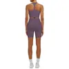 Nuevo Conjunto de Yoga Sensation de Piel Espalda Cruzada Shorts de Fitness de Cintura Alta Set Deportivo Fitness Running para Mujer