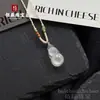Pingente Calcedônia Branca Gelo Alto Duplo Corajoso Fivela Ping An Guanyin Buda Cabacinha Cadeado Xiangyun Joias Ágata Jade