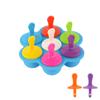 Película Personalizada de Gelo de Silicone com 7 Furos e Tampa Molde Caseiro para Picolé Sorvete Bandeja de Gelo Redonda Doméstica para Pressionar