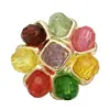 Botões Metálicos Coloridos Retrô em Forma de Flor Costurados à Mão para Tops Femininos Blazers Suéteres de Tricô