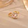 Anillo de Camelia con Perla de Agua Dulce Natural, Fresco y Dulce, Anillo Abierto de Moda de Alta Gama, Anillo Ajustable Romántico y Suave