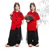 Roupas da Moda Hip-Hop para Crianças Dançarinos de Rua Marca da Moda Meninos e Meninas Estilo Chinês Roupa Vermelha para Performance Hiphop da Moda Legal