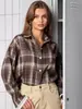 Camisa de Cuadros Ozon Amazon 2026 Europea y Americana para Mujer, Camisa Retro de Corte Holgado de Longitud Media Estilo Americano para Streetwear
