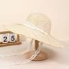Estilo Coreano Nuevo Llegado Estilo Pastoral Sombrero para Mujer Cinta de Encaje Sombrilla Sombrero de Paja Ala Ancha Sombrero de Sol para Exteriores