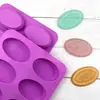 Molde de silicona ovalado de seis piezas para pastel, molde para jabón hecho a mano, molde para vela de aromaterapia, horneado DIY