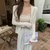 Al por mayor transfronterizo Diseño de principios de otoño Suéter de punto fino de manga larga Abrigo para mujer Nicho Dobladillo Corto Top Exterior