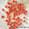 Joyería de cerámica de Jingdezhen cuentas sueltas cilíndricas cortas beige cambio de horno cuentas redondas cesta de flores espaciadores de agujero grande diy hecho a mano