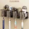 Suporte de Escova de Dentes com Ventosa Rack de Armazenamento Sem Furos Banheiro Suporte para Secador de Cabelo Montado na Parede Porta Copo de Enxaguante Bucal Armazenamento de Copos de Dente