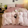 Conjunto de Roupa de Cama de Quatro Peças em Lã de Leite de Peso Elevado Estilo Simples Cobertor Quente de Inverno Lençol Conjunto de Três Peças para Dormitório de Estudante Lençol com Elástico